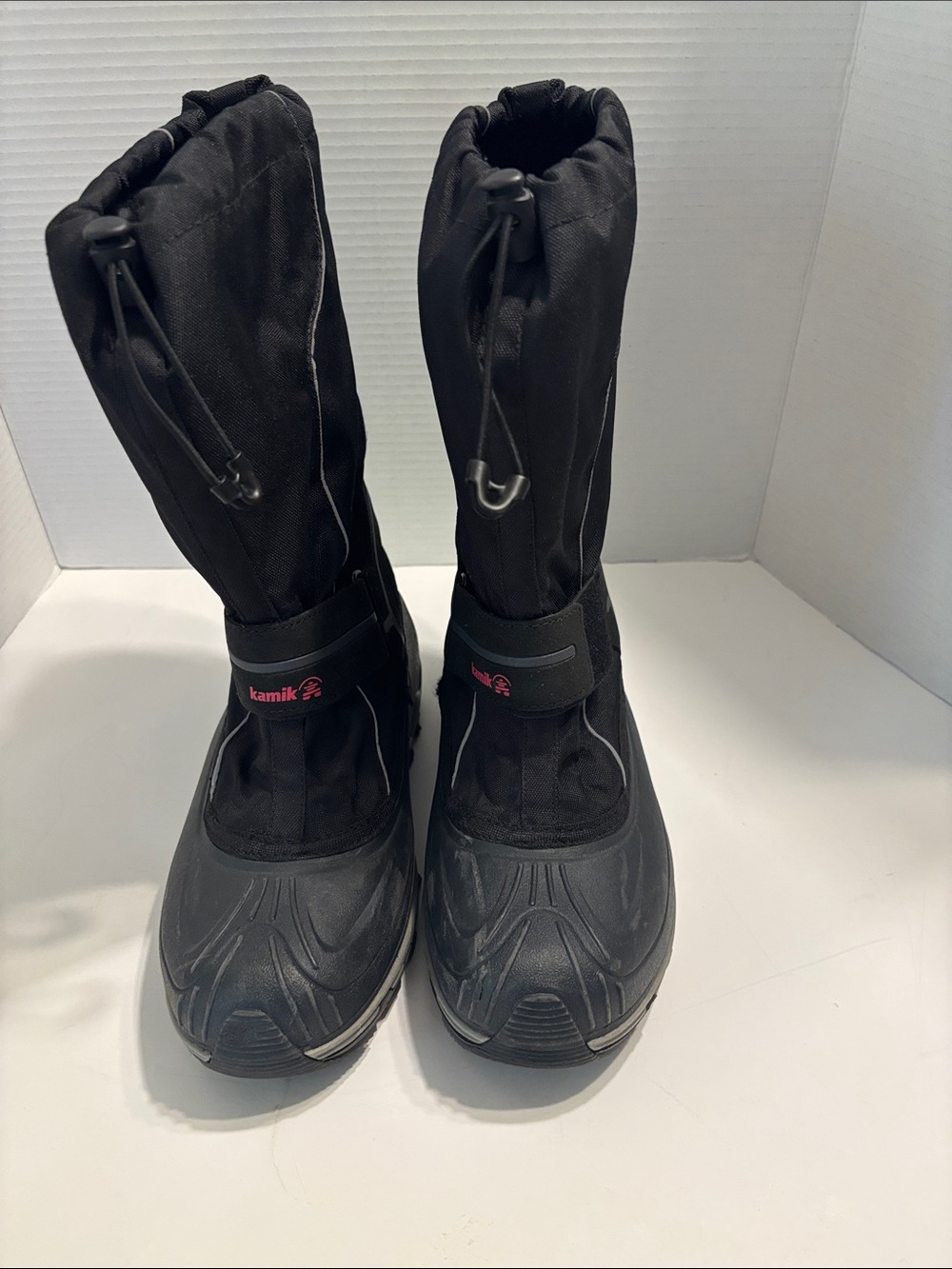 Kamik Black Insulated Waterproof Snow Boot with Pink Logo